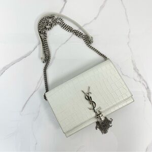 Saint Laurent Kate Wallet on Chain in Crocodile Embossed Leather